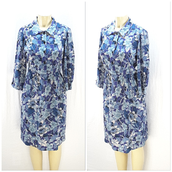 Blues / Purples POCKETS Dress, size Large / 10 - Picture 2 of 8